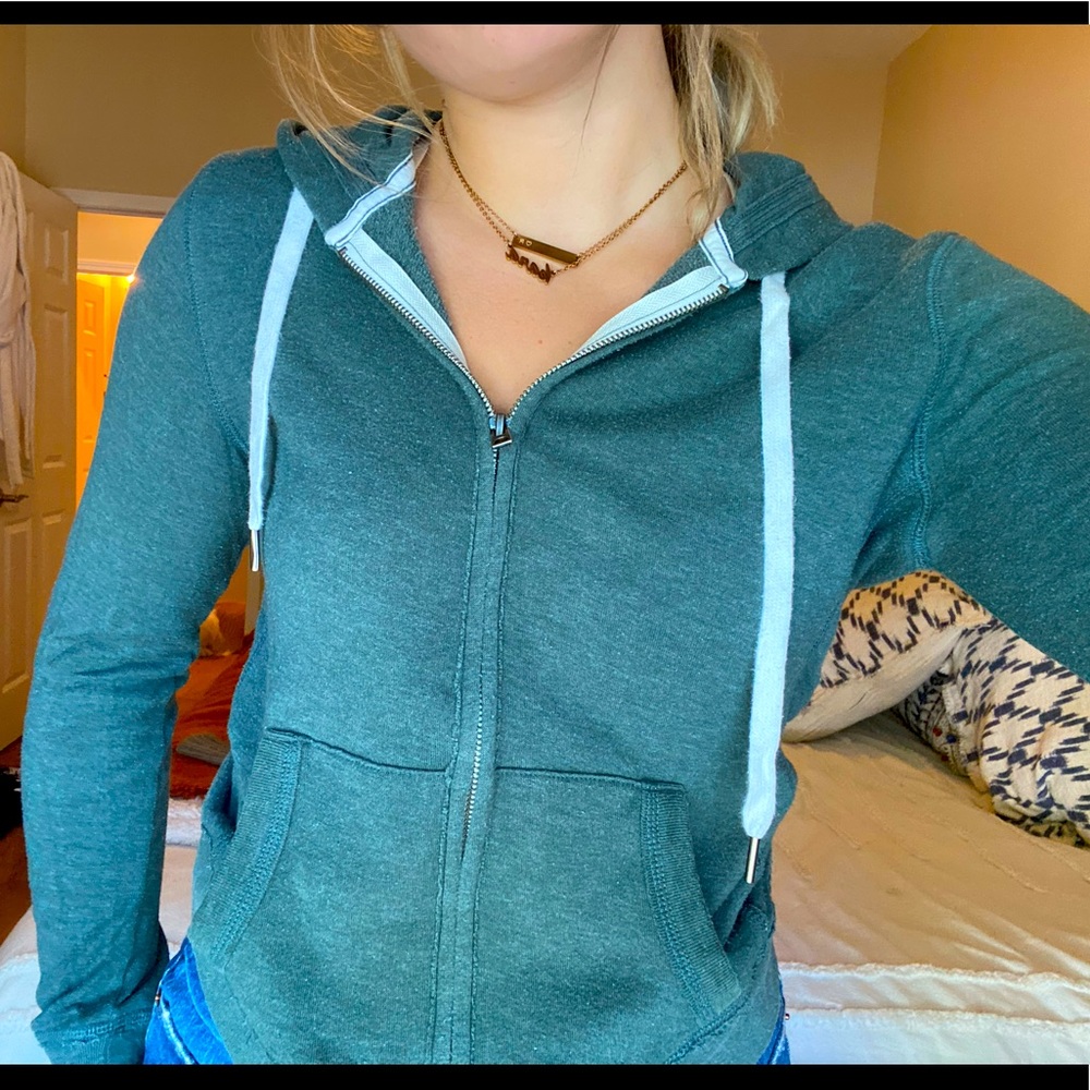 Green zip up hoodie